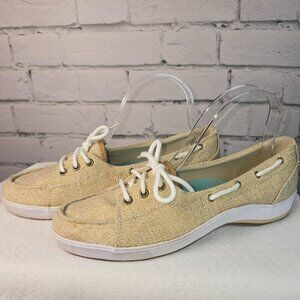 WOMENS KEDS BOAT SHOES LOAFERS TAN GOLD METALLIC LIKE NEW SIZE 8